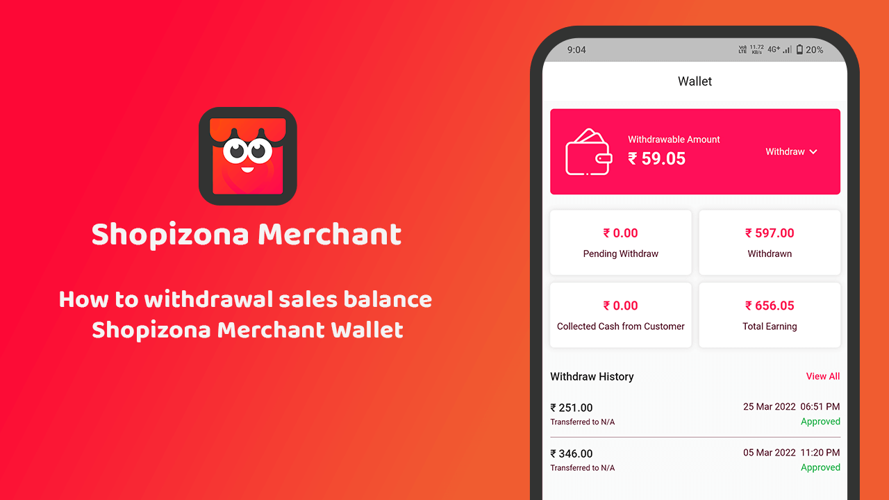 How to withdrawal sales balance from Shopizona Merchant Wallet